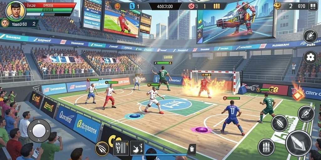 Tampilan grafis yang memukau di arena pertarungan.